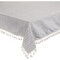 Rectangle Tablecloth 55" x 70", Grey Fabric Linen Table Cover with Tassels, Kitchen Dinning Room Table Cloth, Rustic Theme Farmhouse Home Decor